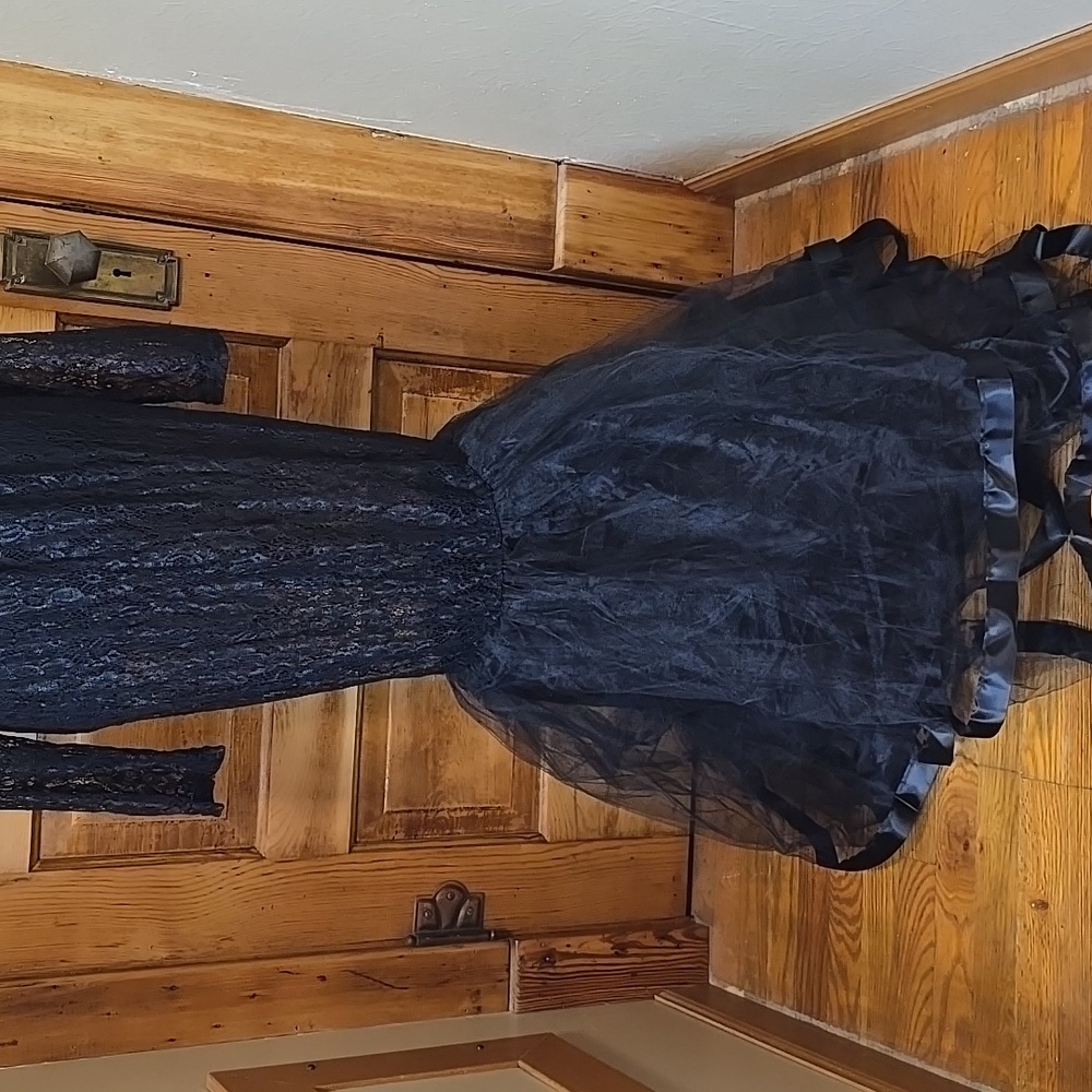 Elegant Black Lace Evening Gown/Maternity Photo Shoot L - Picture 3 of 5